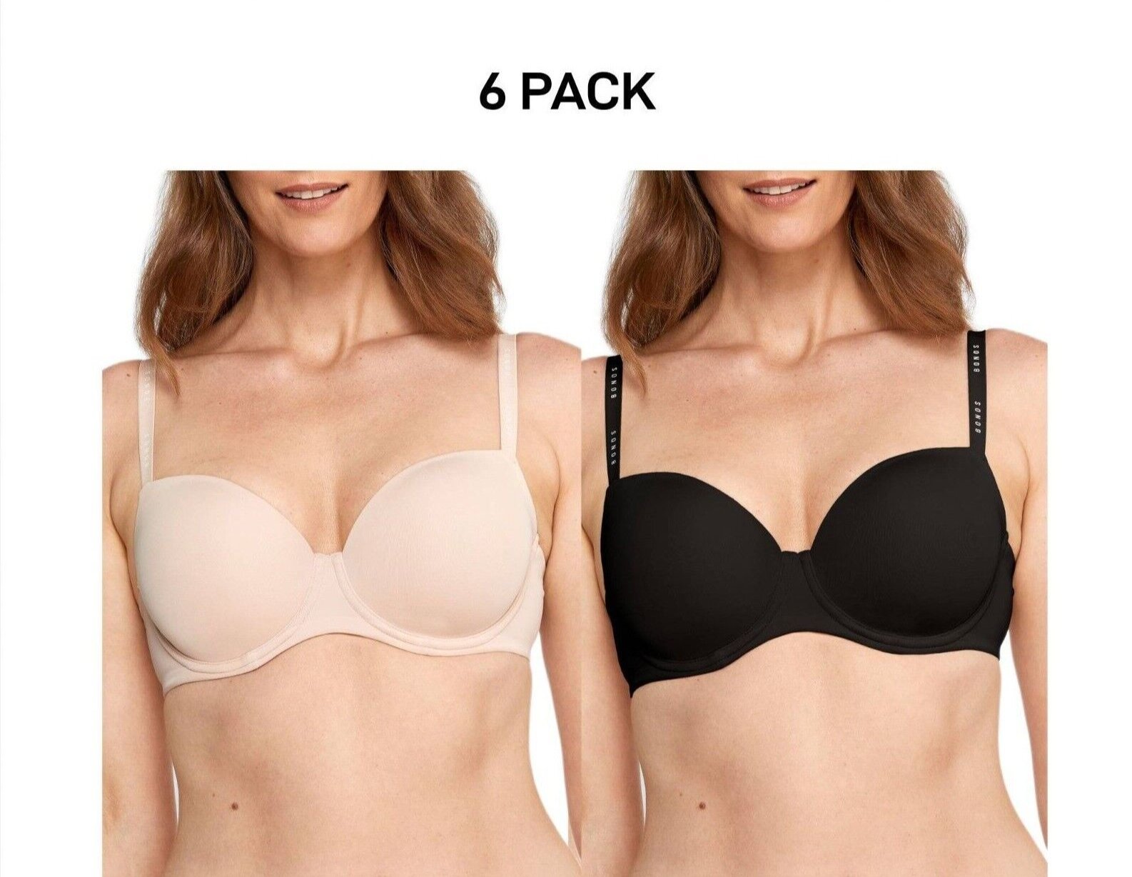 Bonds Womens Invisi Full Busted T-Shirt Bra Comfy Strap Soft Smooth 6 Pack YXC4Y