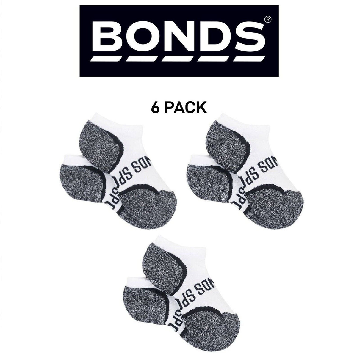 Bonds Kids Ultimate Comfort Low Cut Breathable Mesh Weave Socks 6 Pack RY8L2N