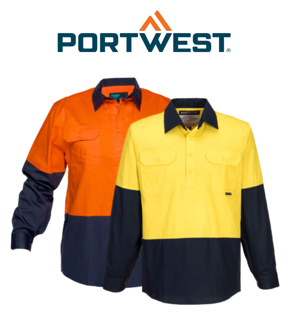 Portwest Mens Prime Mover Hi-Vis Lightweight Long Sleeve Work Closed Shirt MC801
