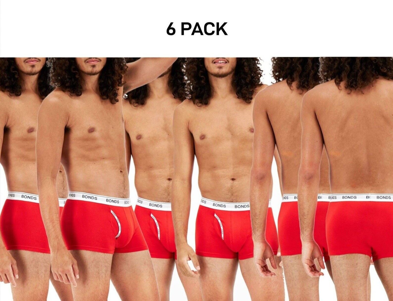 Bonds Mens Guyfront Trunk Underwear Seamless Soft Elastic Waistband 6 Pack MZVJ