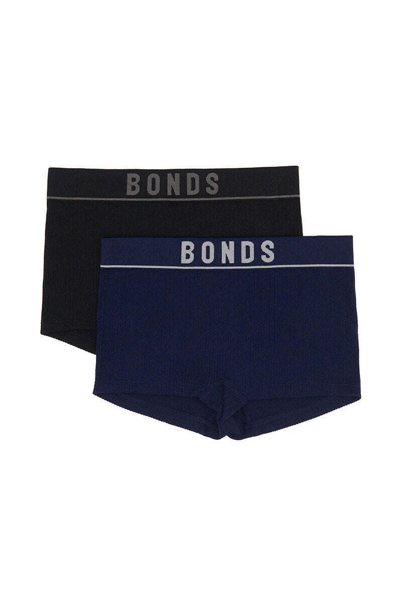 Bonds Girls Original Rib Shortie Soft Stretchy Ultimate Comfort 2 Pack UWLL2A