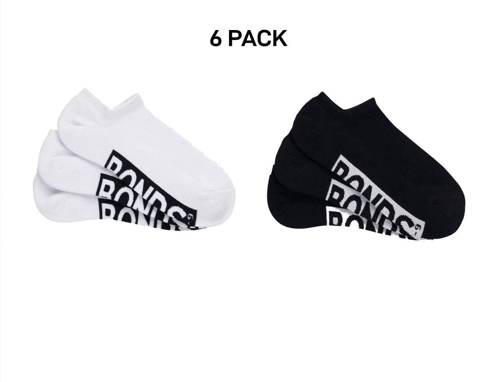 Bonds Mens Logo Cushioned No Show Smooth & Soft Cushioning Socks 6 Pack SXN73N