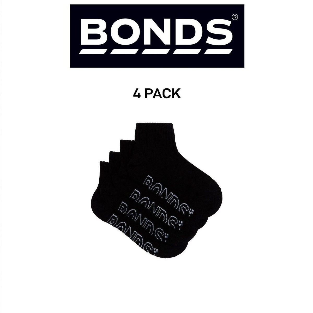 Bonds Kids Logo Light Quarter Crew Lightweight and Breathability 4 Pack RXUT4N