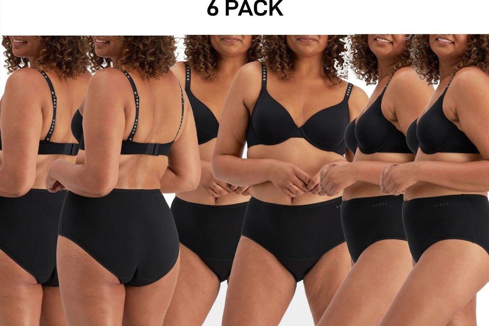 Bonds Womens Damn Dry Full Brief Stay Fresh Soft and Flexible Panty 6 Pack WRR8A