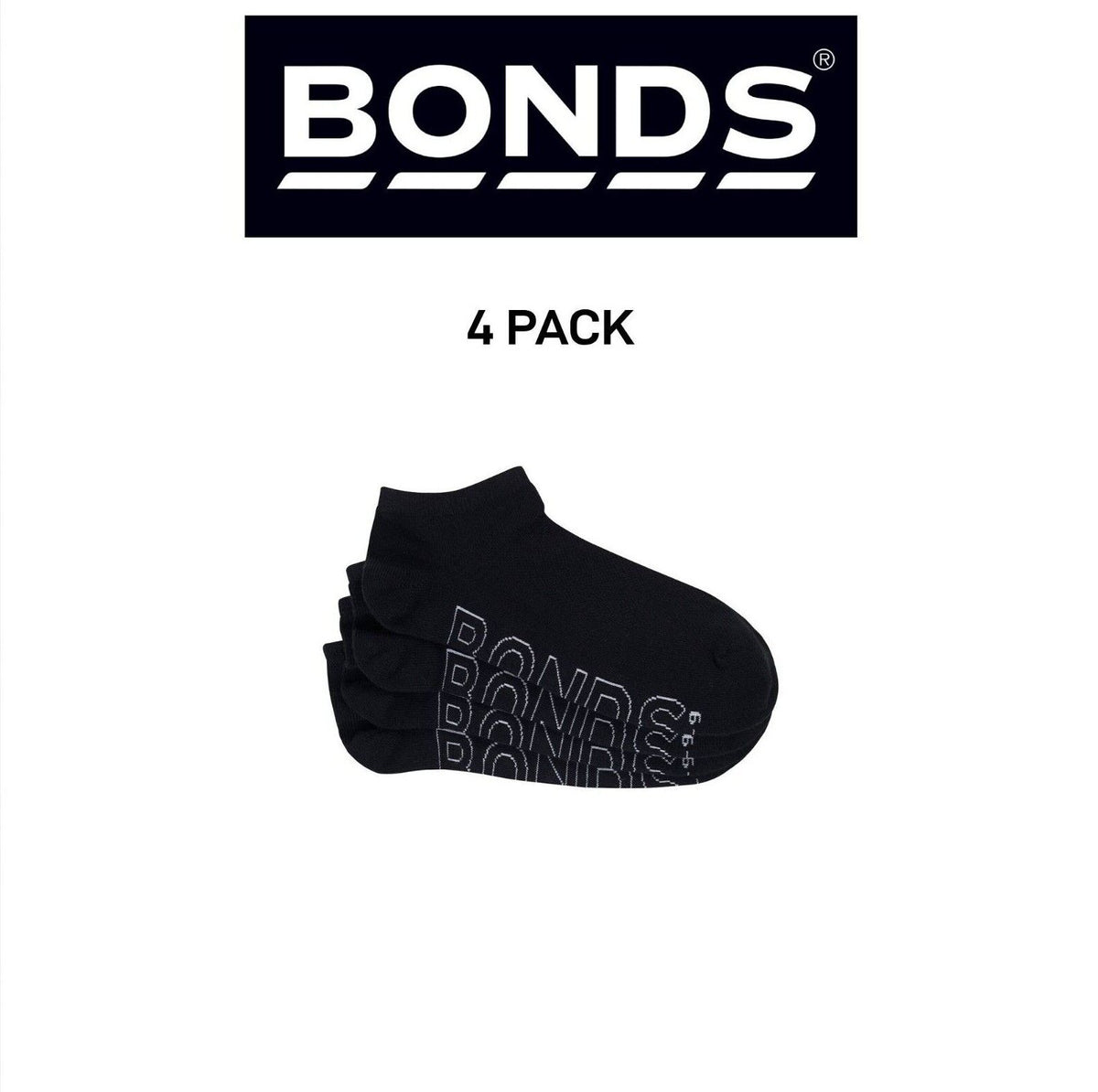 Bonds Mens Logo Lightweight No Show With Mesh Cooling Zone Socks 4 Pack SXN44N