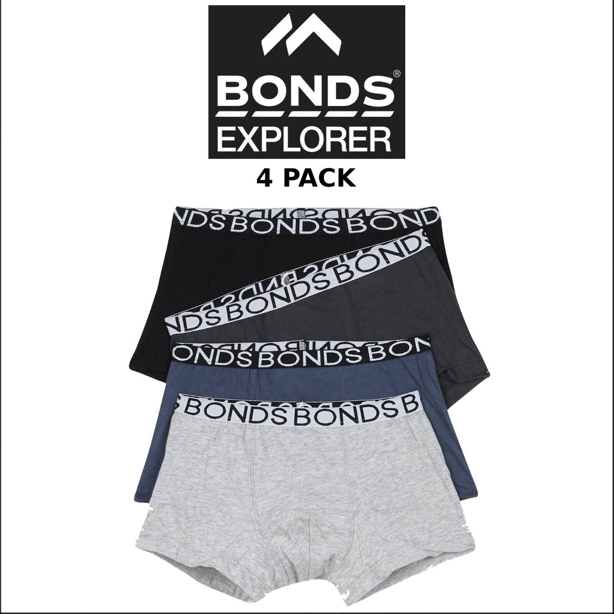 Bonds Boys Trunk Supportive Pouch with Comfy Coverage 4 Pack UWCD4A KGY