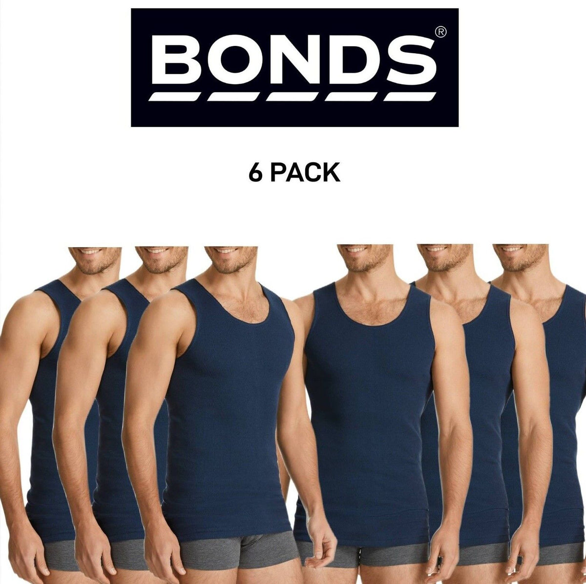 Bonds Mens Chesty Singlets Cotton Side Seamfree Comfortable Fit 6 Pack M757O