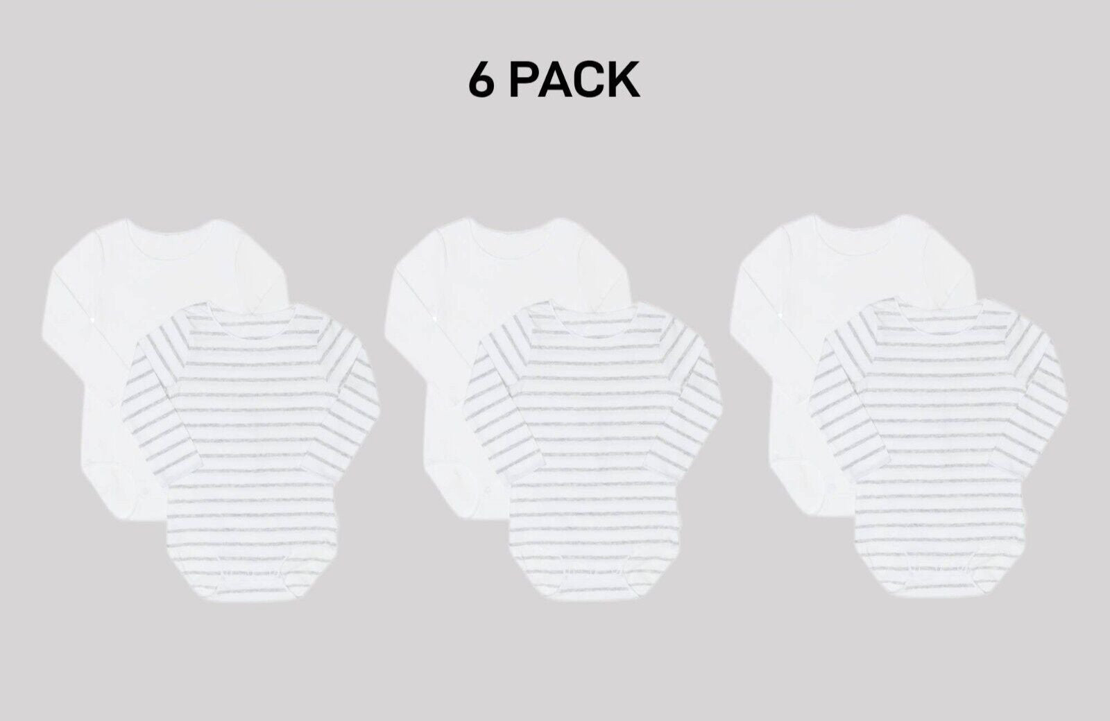 Bonds Baby Wonderbodies Long Sleeve Bodysuit Super Soft Stretchy 6 Pack BY4QA