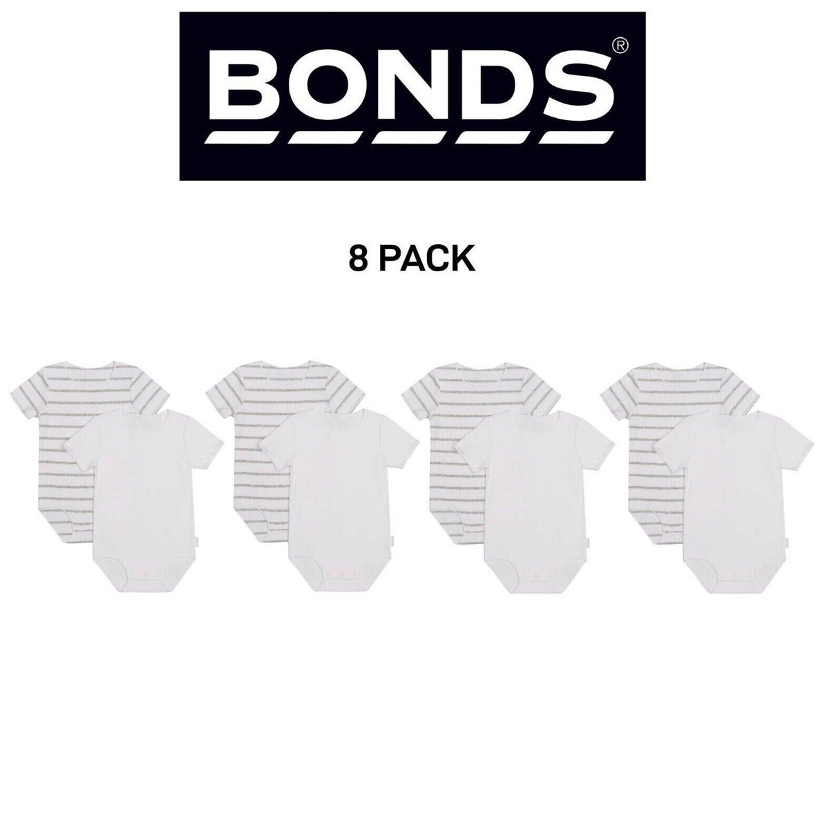 Bonds Baby Wonderbodies Short Sleeve Bodysuit Ultimate Comfort 8 Pack BXK7A