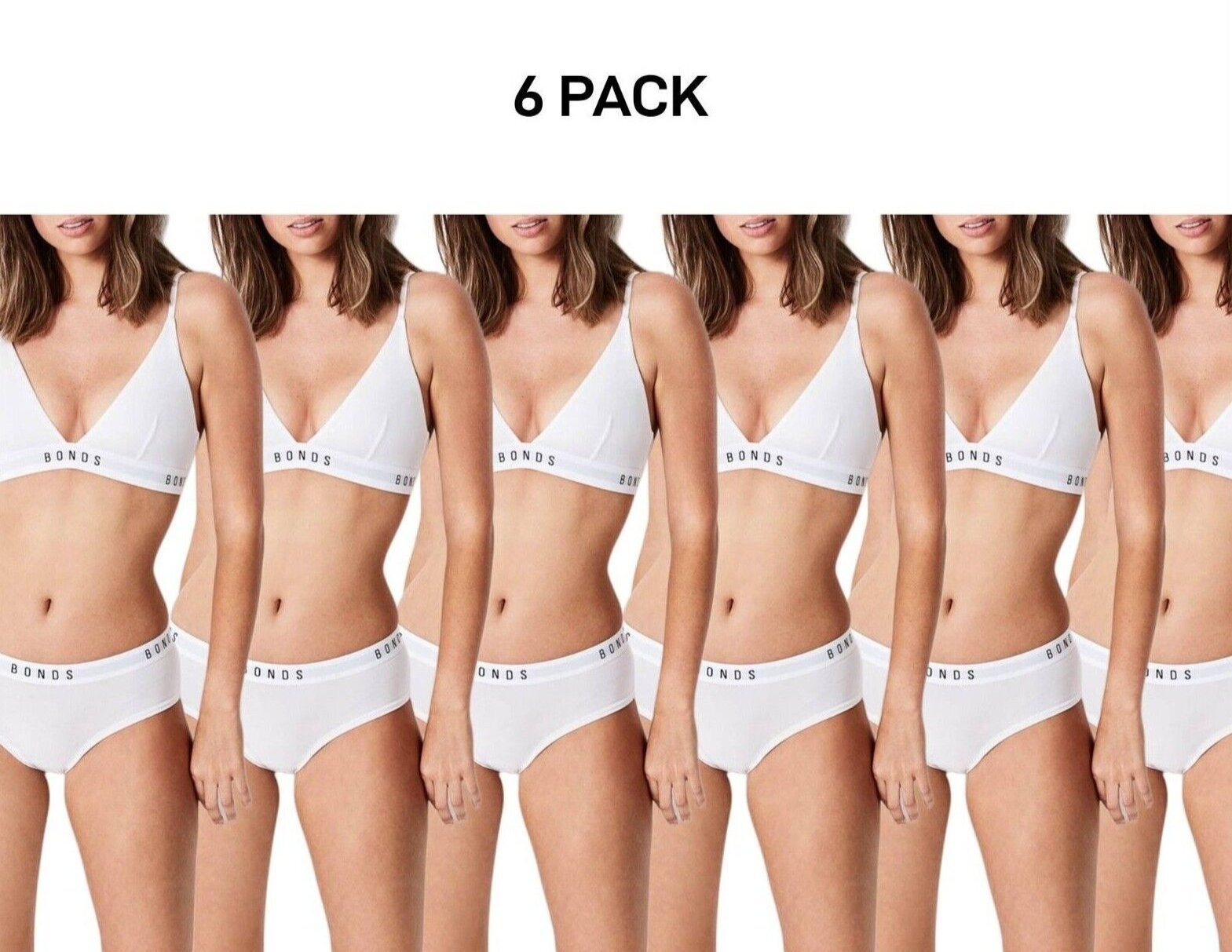 Bonds Womens Original Triangle Crop Comfy Flattering Supportive Bra 6 Pack WVGGA