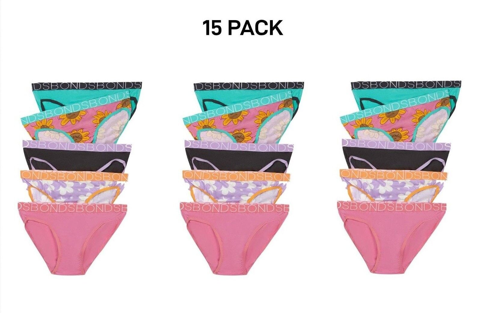 Bonds Girls Bikini Soft and Stretchy Perfect Everyday Coverage 15 Pack UWNV5A