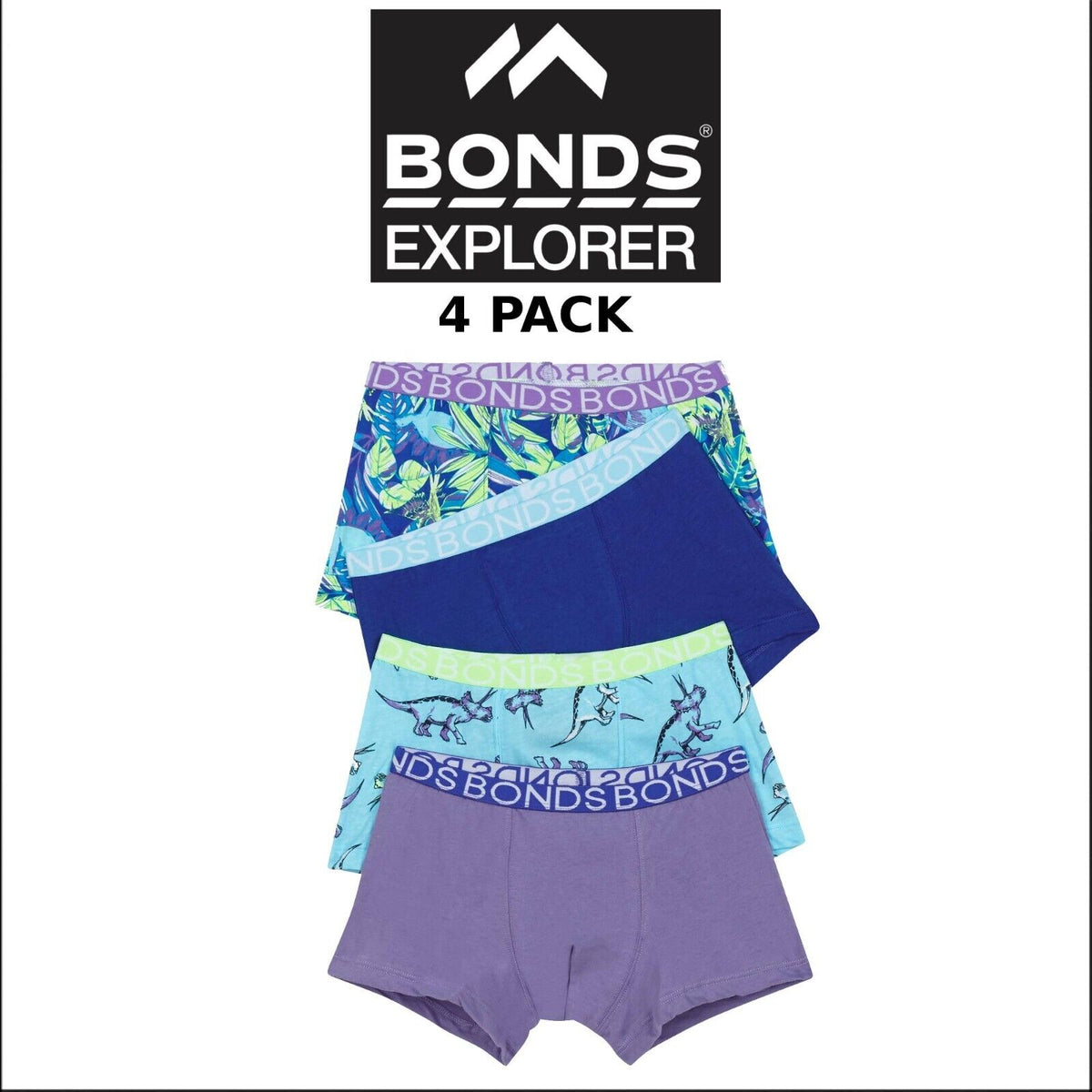 Bonds Boys Trunk Supportive Pouch with Comfy Coverage 4 Pack UWCF4A XS3