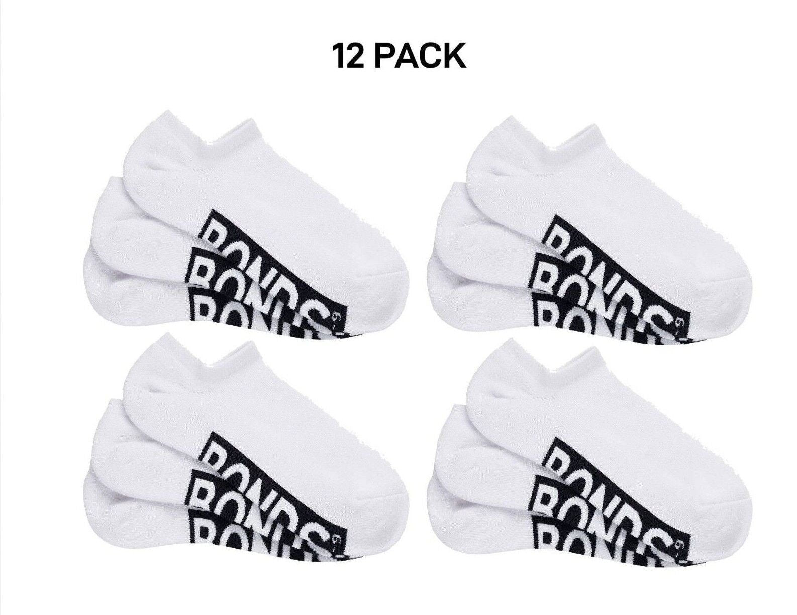 Bonds Mens Logo Cushioned No Show Smooth & Soft Cushioning Socks 12 Pack SXN73N