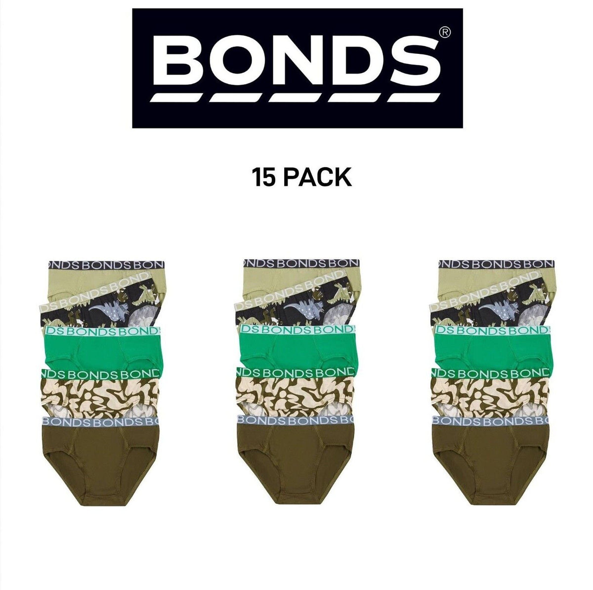 Bonds Boys Brief Soft Stretchable and Comfortable Contoured Fit 15 Pack UWNU5A