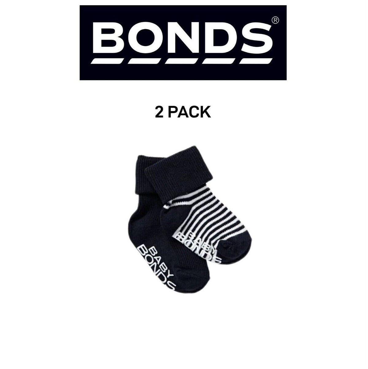 Bonds Baby Classics Cuff Non Slip Grip Sole Fine Toe Seams 2 Pack RYY82N