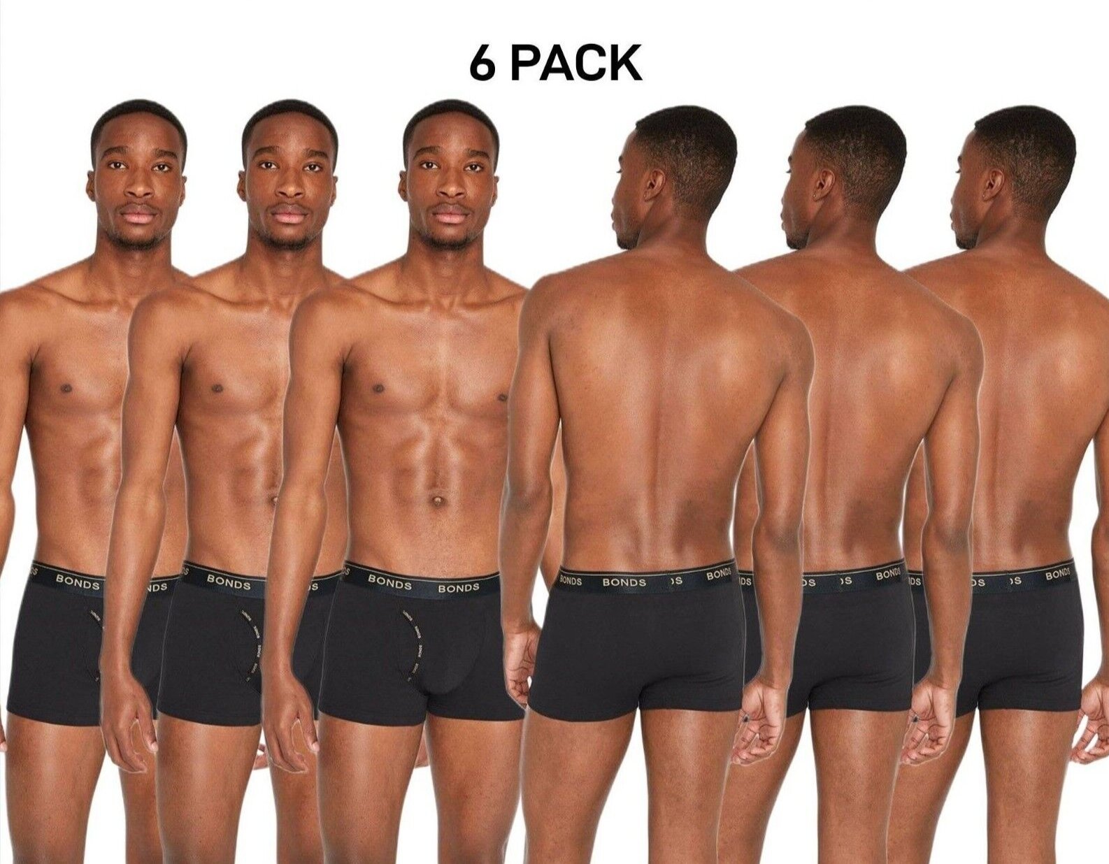 Bonds Mens Guyfront Trunk Seamless Side Comfortable Functional Fly 6 Pack MZVJSI