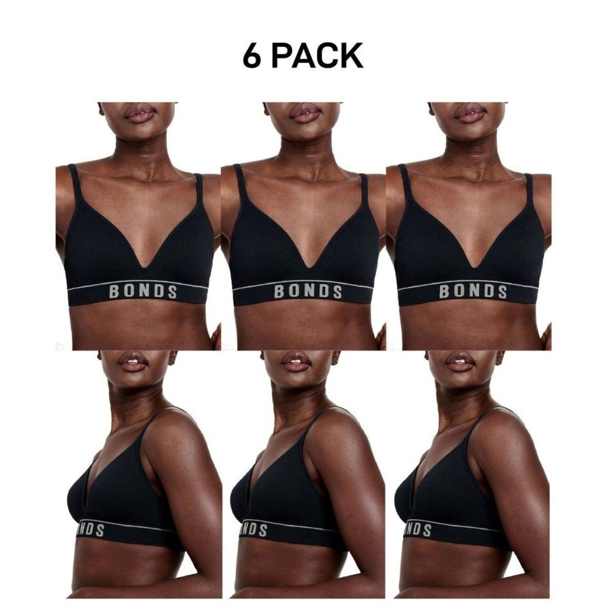 Bonds Womens Retro Rib Seamless Wirefree Tee Bra Contoured Shape 6 Pack WU8EW
