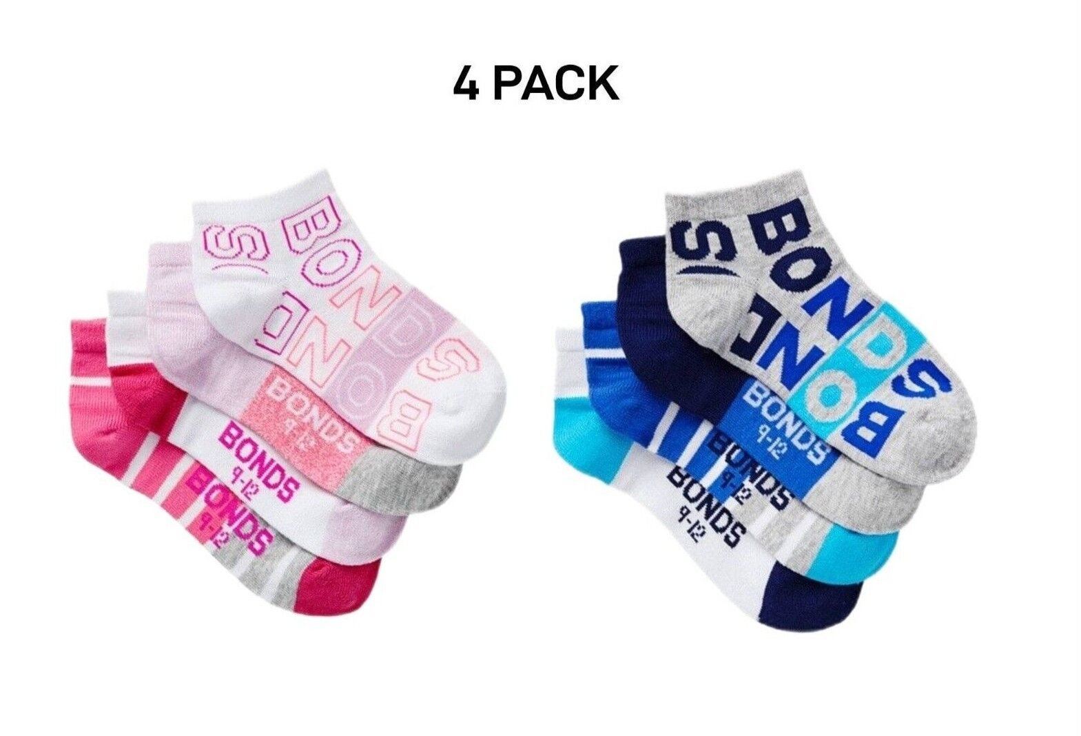 Bonds Kids fashion Trainer Breathable Soft Cotton Rich Socks 4 Pack RZLY4N