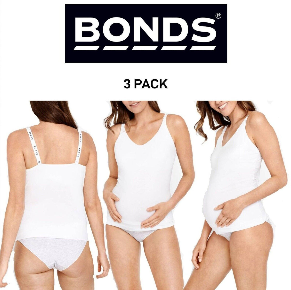Bonds Womens Originals Maternity Support Singlet Stretch and Grow 3 Pack YXF3Y