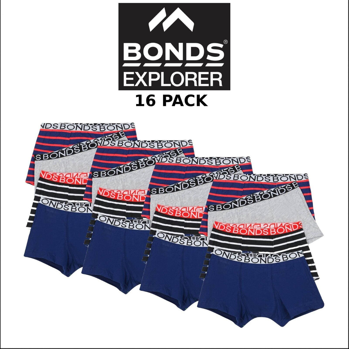 Bonds Boys Trunk Supportive Pouch with Comfy Coverage 16 Pack UWCF4A X79