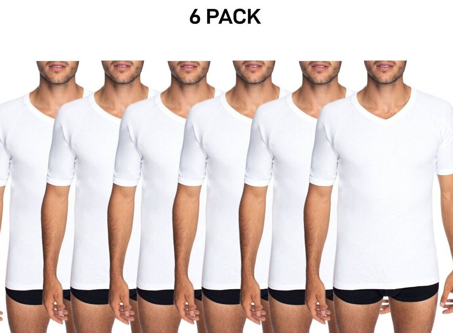 Bonds Mens Genuine V-Neck Raglan Tee Suit in Every Size and Shape 6 Pack M9762W