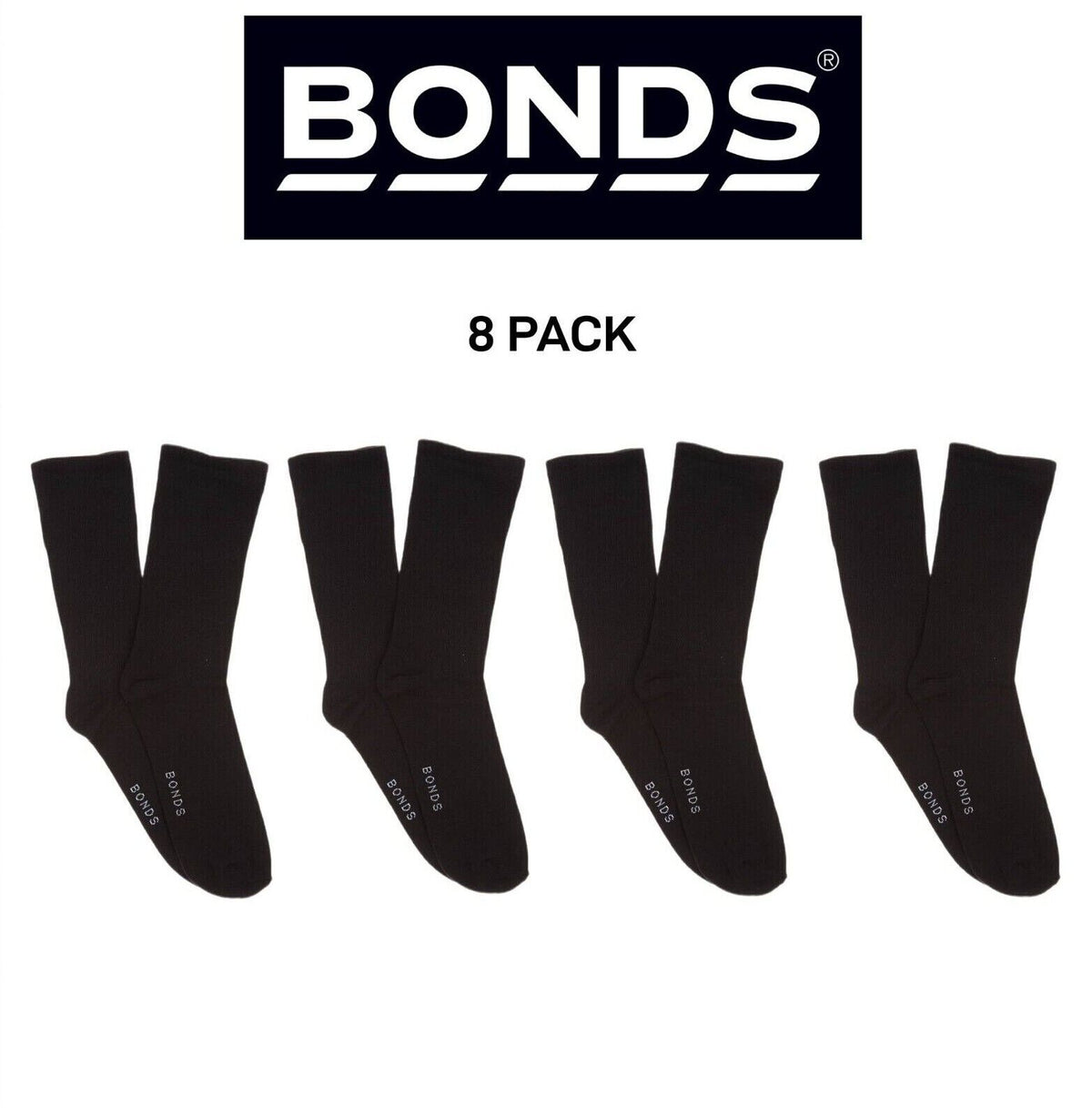 Bonds Mens Stay Up Crew Cotton Rich Softness Stay Up Technology 8 Pack SXXY2N