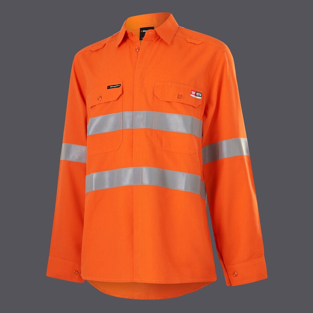SALE KingGee Womens Shieldtec Lightweight Lenzing Open Front Taped Shirt K84003