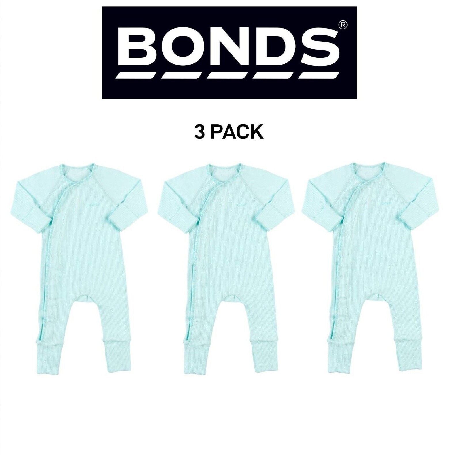 Bonds Baby Pointelle Cozysuit Branded Elastic Trim Aussie Cotton 3 Pack BXGGA