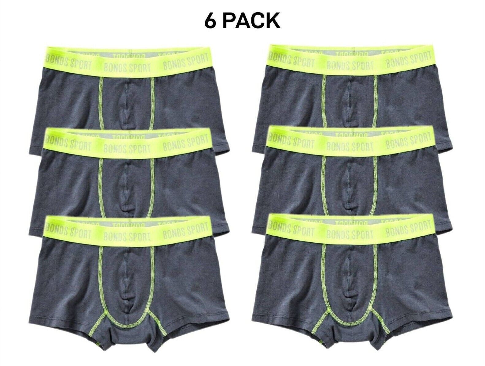 Bonds Boys Sport Cool Wear Undies Underwear Brief Boxer Shorts 6 Pack UY3G1A
