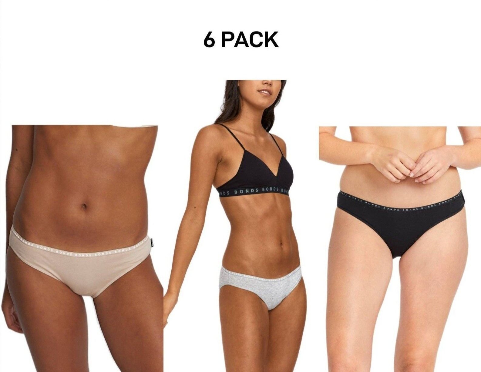 Bonds Womens Hipster Bikini Soft Cotton Low Rise Stretchy Waist 6 Pack WUFNA