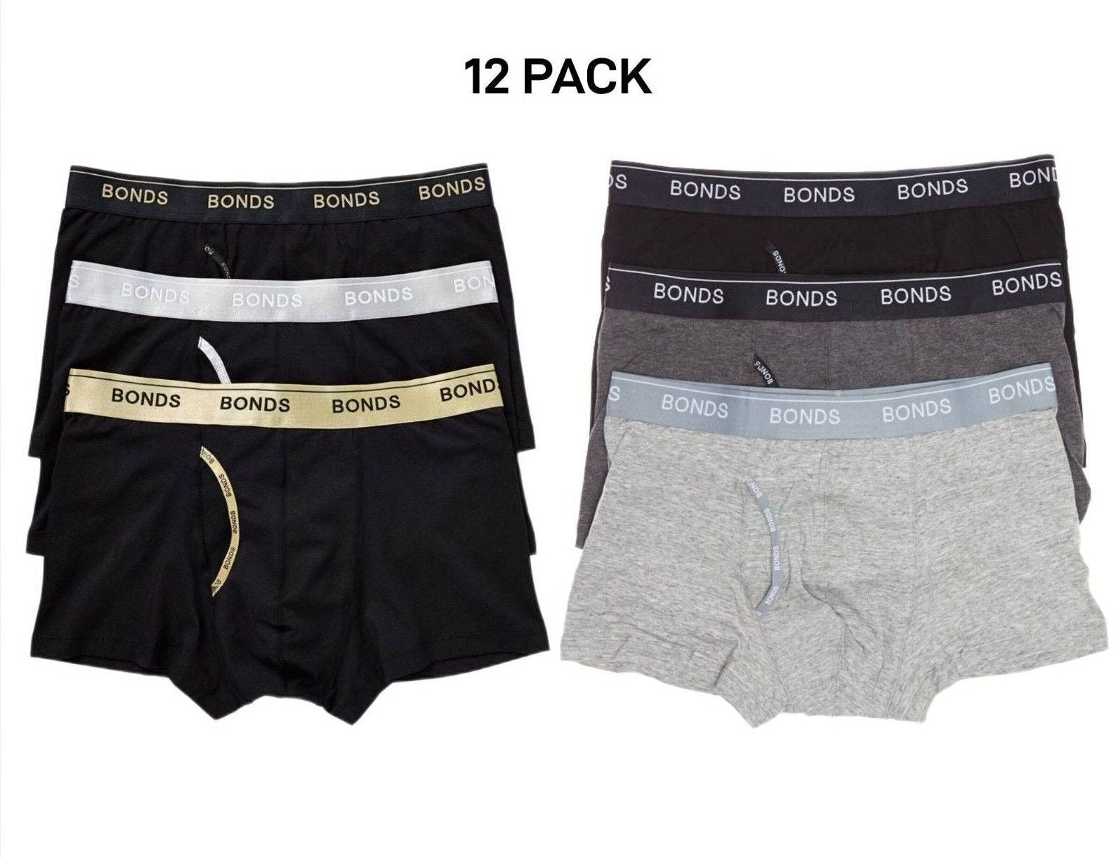 Bonds Mens Guyfront Trunk Super Soft Waistband With Logo 12 Pack MZ963A