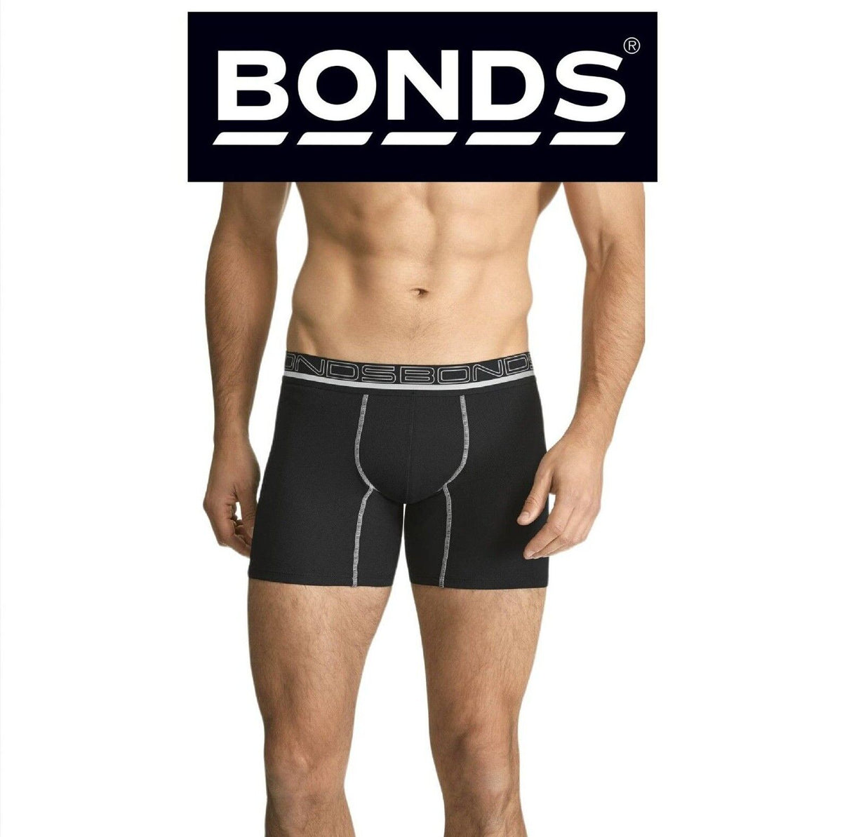 Bonds Mens Active Mid Trunk Super Breathable Reflective Waistband MZEUA