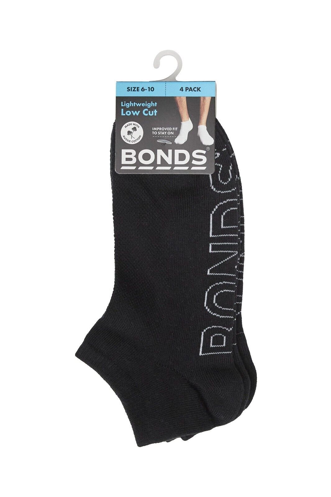 Bonds Mens Logo Lightweight No Show With Mesh Cooling Zone Socks 4 Pack SXN44N