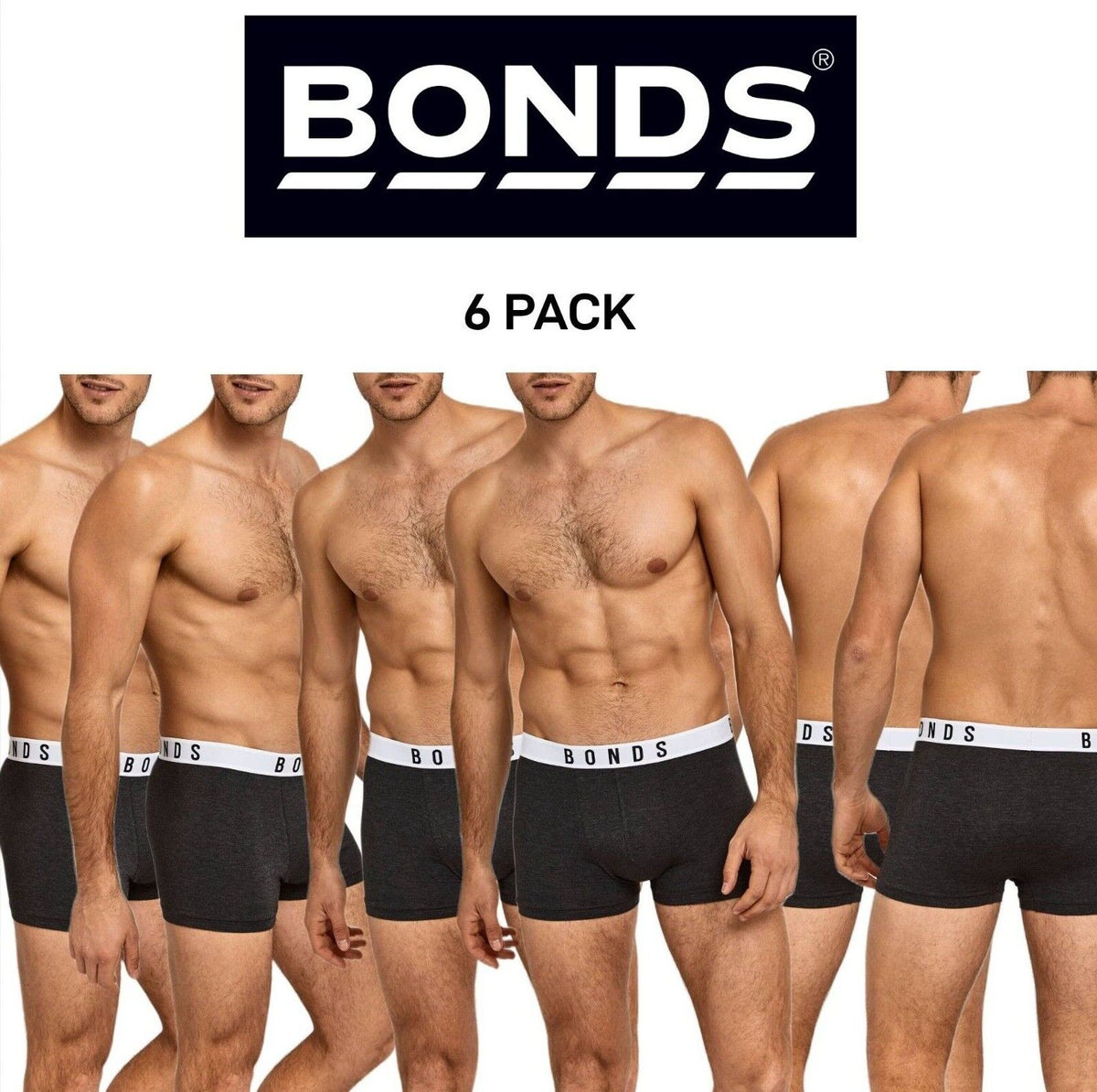 Bonds Mens Originals Trunk Super Soft Flat Seams For Comfier Fit 6 Pack MXULA