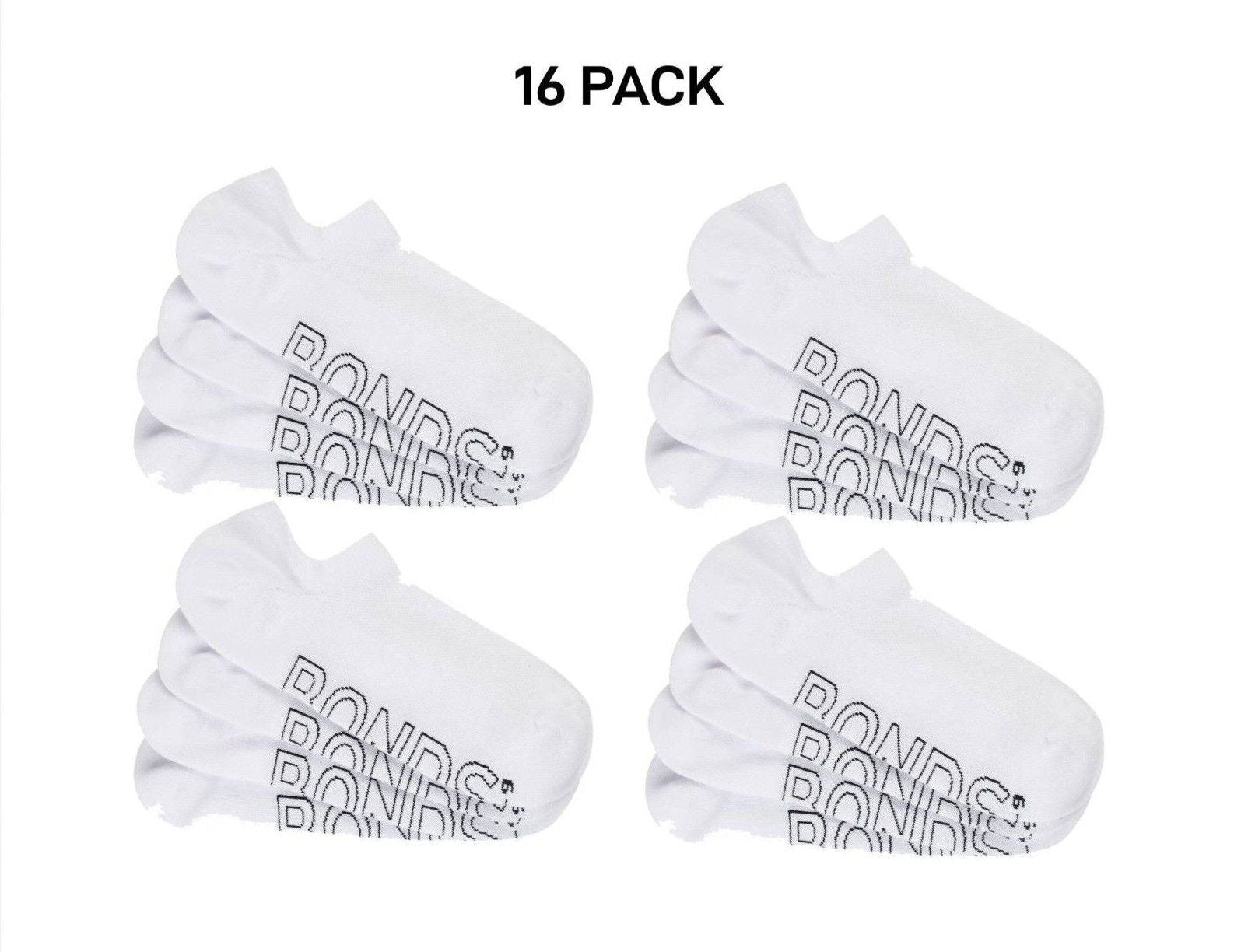 Bonds Mens Logo Lightweight No Show Comfy Mesh Cooling Zone Socks 16 Pack SXN64N