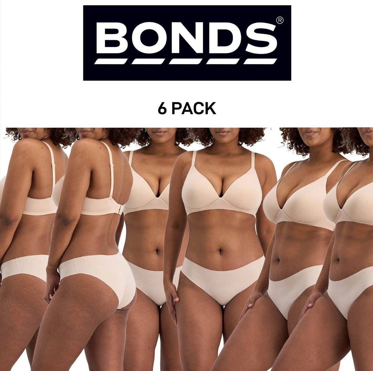 Bonds Womens Invisi Freecuts Bikini Light Sleek Microfibre Undies 6 Pack WU3T