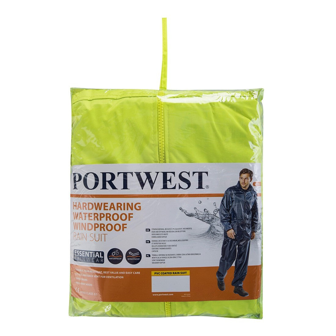 Portwest Mens 4 Packs Essentials Rainsuit (2 Piece Suit) L440