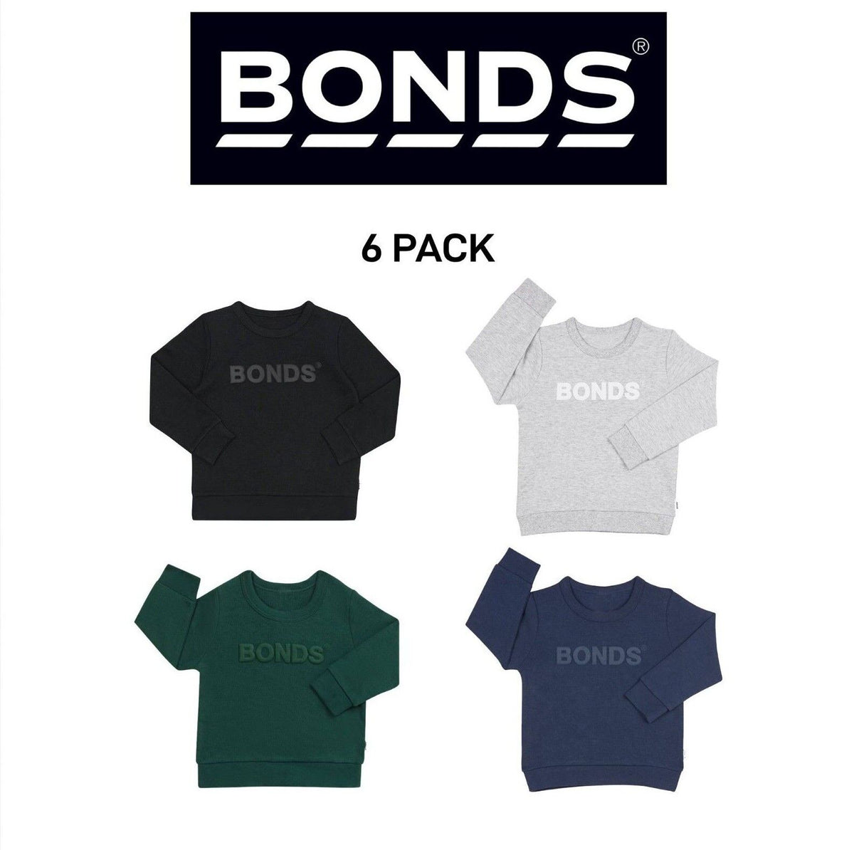 Bonds Baby Tech Sweats Pullover Ultimate Warm Comfort Sporty Style 6 Pack KVQTA