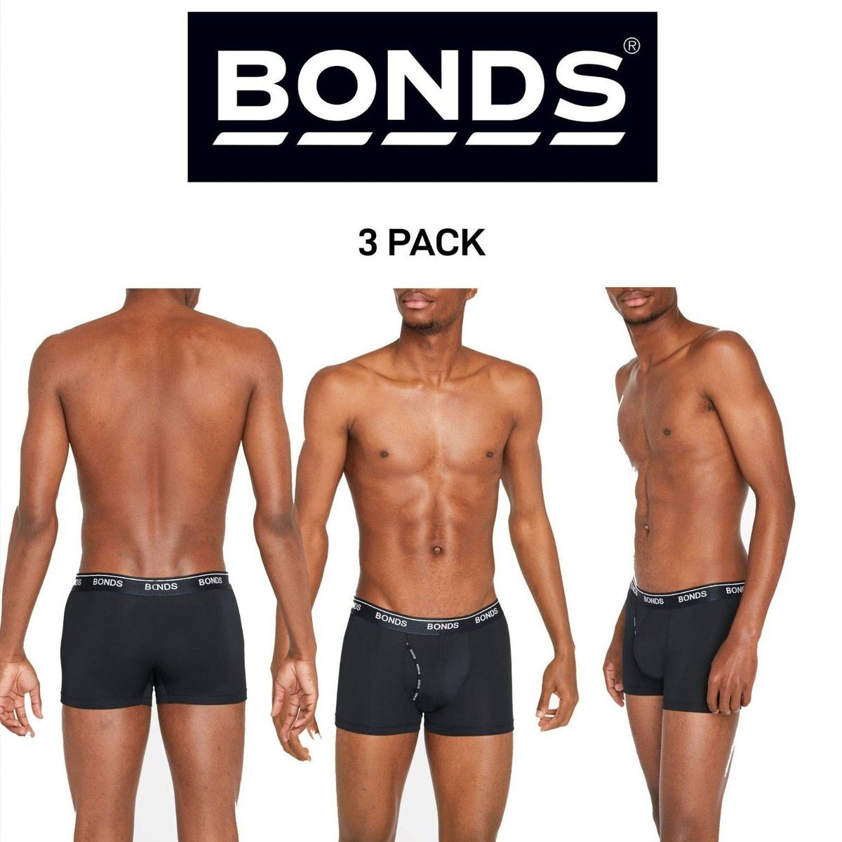 Bonds Mens Microfibre Guyfront Trunk Super Smooth Microfibre Version 3 Pack MX86