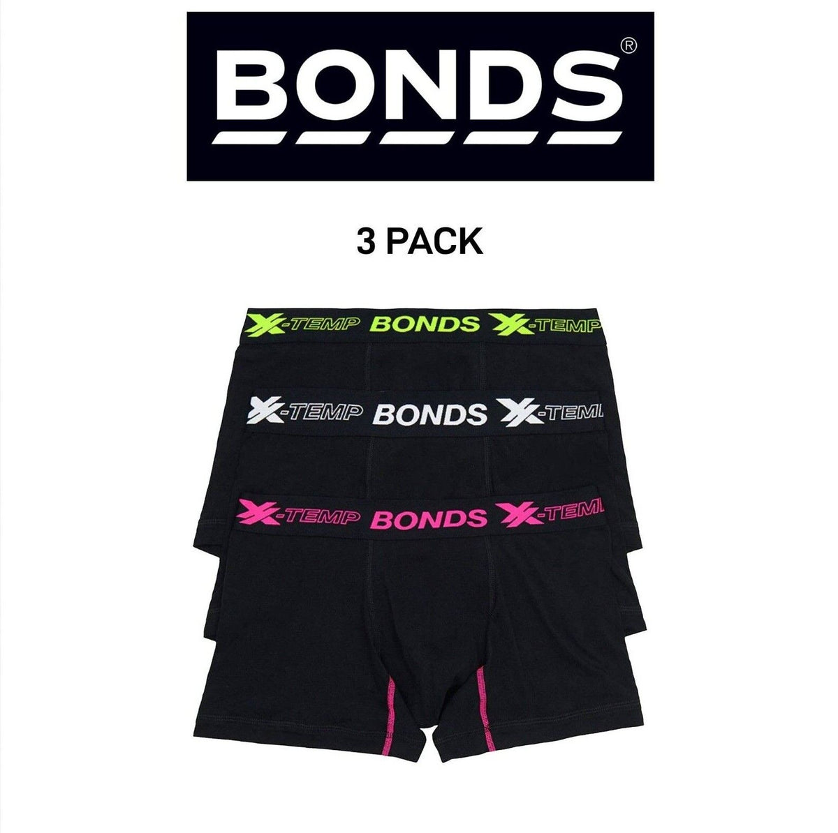 Bonds Mens X-Temp Trunk Super Flat Seams and Soft Elastic Binds 3 Pack MXDW3A