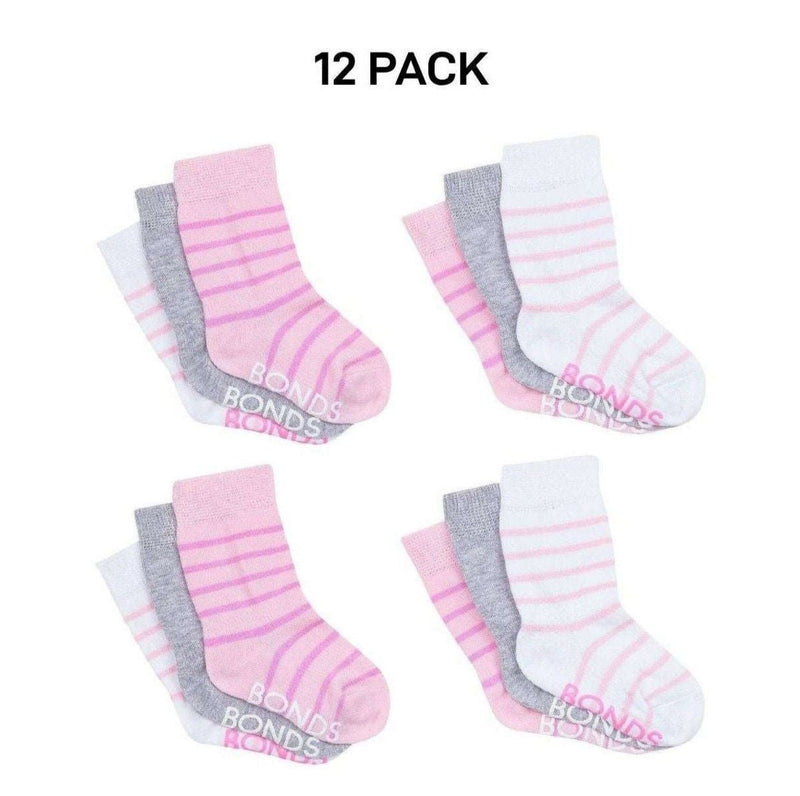 Bonds Baby Stay On Crew Socks with Grippy Soles Breathable Cotton 12 Pack RXQ33N