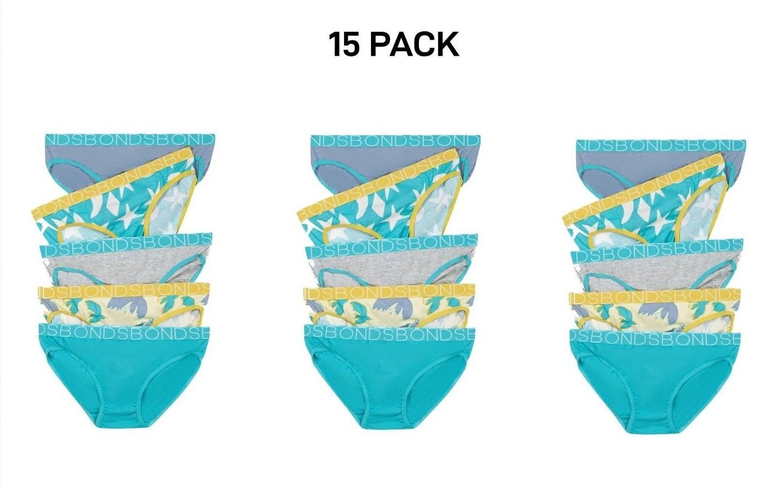 Bonds Girls Bikini Soft and Stretchy Perfect Everyday Coverage 15 Pack UWNV5A
