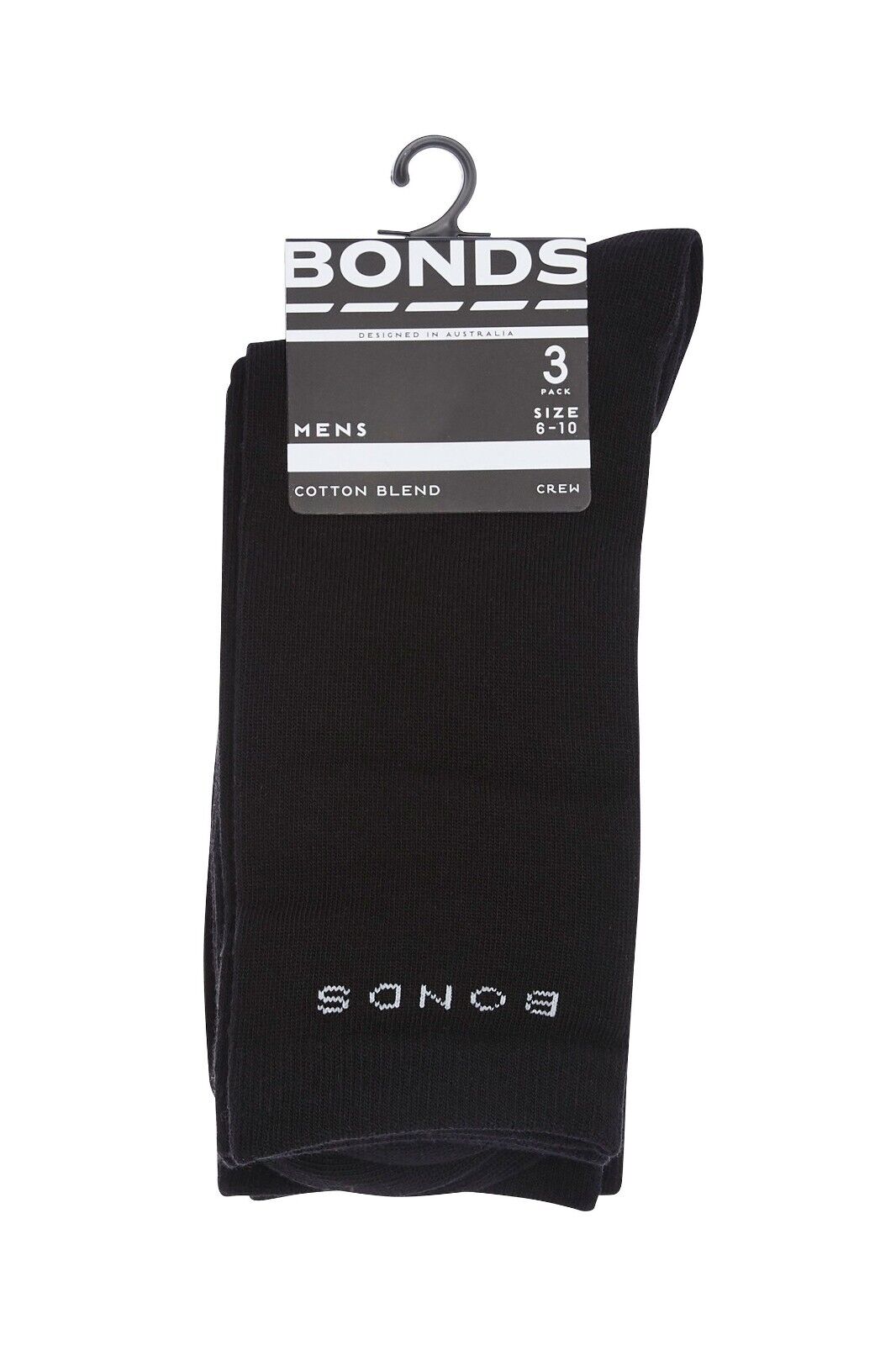 Bonds Mens Australian cotton Crew Sock Soft Reinforced Heel & Toe 3 Pack SYFK3N
