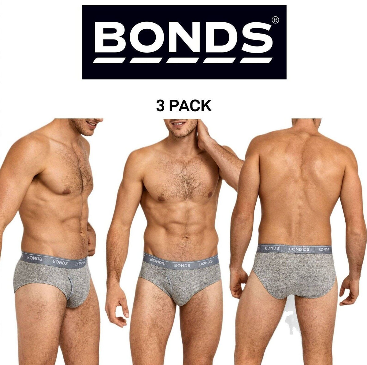 Bonds Mens Guyfront Brief Soft and Stretchy Cotton Functional Fly 3 Pack MZVI