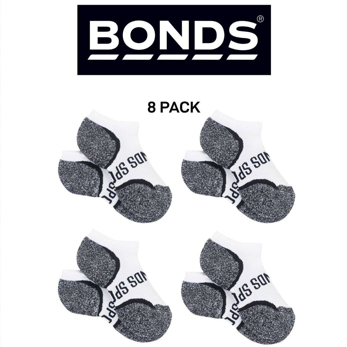 Bonds Kids Ultimate Comfort Low Cut Breathable Mesh Weave Socks 8 Pack RY8L2N