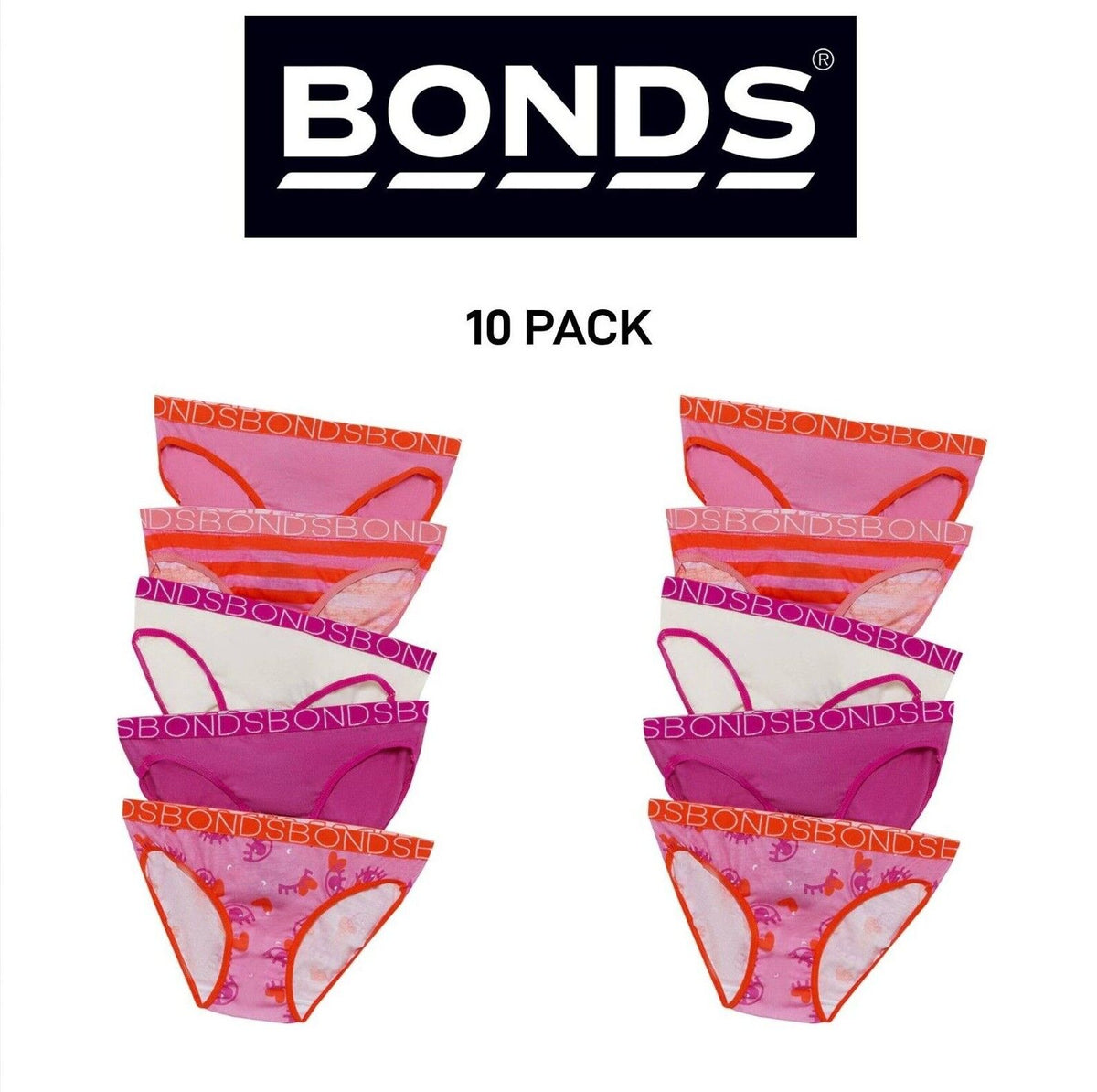 Bonds Girls Bikini Soft and Stretchy Perfect Everyday Coverage 10 Pack UWNV5A