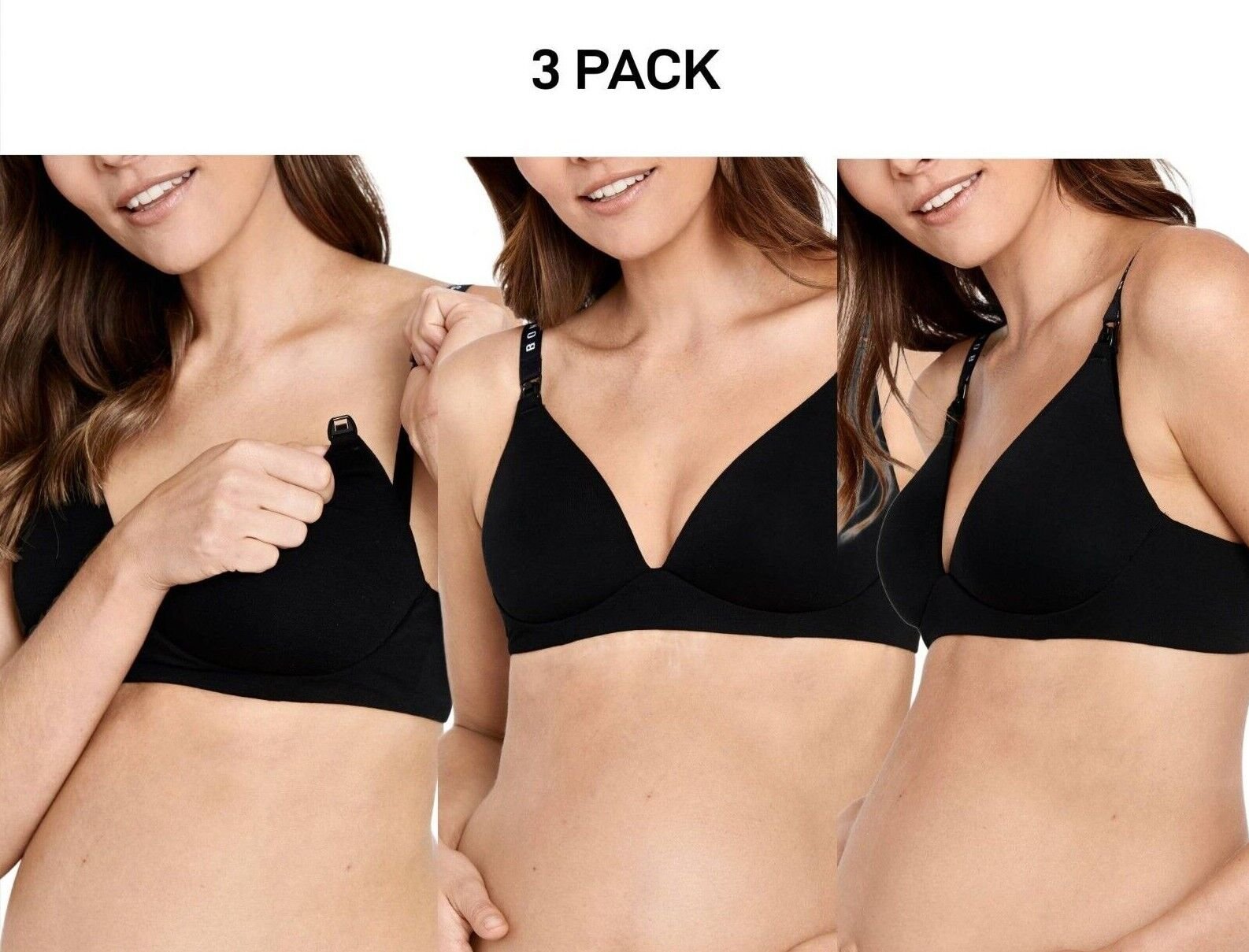Bonds Womens Original Maternity Wirefree Contour Bra Comfy Coverage 3 Pack YXJ4Y