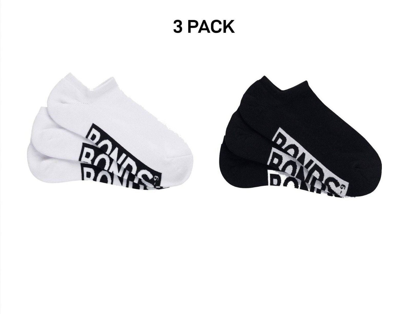 Bonds Mens Logo Cushioned No Show Smooth & Soft Cushioning Socks 3 Pack SXN73N