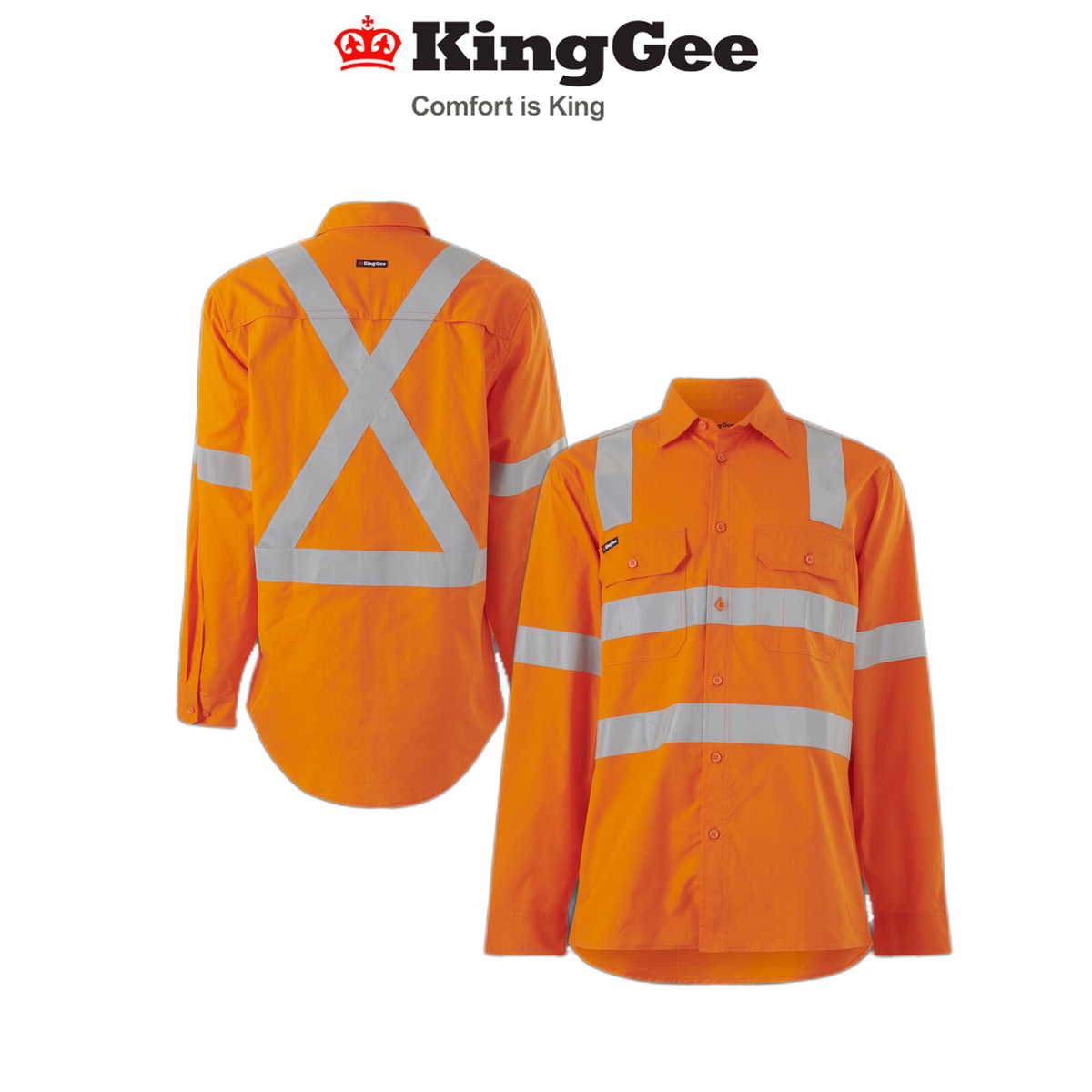 KingGee Mens Wookcool Vented X Back Shirt Lightweight Pockets Long Sleeve K54917