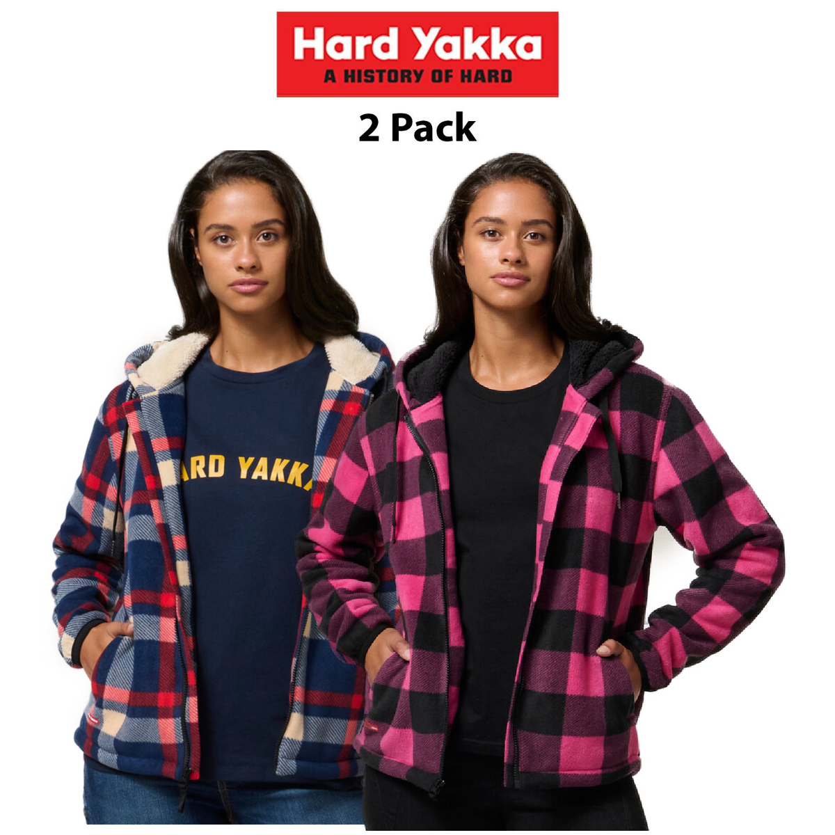 Hard Yakka 2 Pack Check Zoodie Fleece Winter Warm Comfort Work Safety Y08522